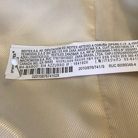 Zara beautiful blazer in a very soft cream color NWT, 1 button closure, small - Picture 8 of 11